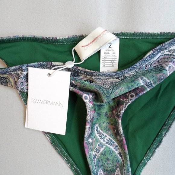 NWT$225 ZIMMERMANN Anneke Paisley-Print Bikini Bottom Briefs 2 (6-8) - Picture 8 of 12
